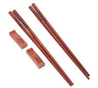 Hohopeti Baguettes Chinoises et Coffret Présent 2 Paires en Bois Réutilisables , , Marron , avec Porte-baguettes Prise Confortable , Légères , pour Pique-niques et Repas en Famille