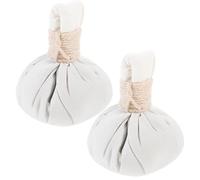 Hohopeti Balles de Massage Thaïlandaises, Lot de 2 Sachets de Compresse Chaude aux Herbes, Coton Doux, pour Massage Traditionnel, Spa et Détente Musculaire Chez Soi