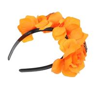 Hohopeti Bandeau Halloween Tête de Mort avec Rose Artificielle Serre-tête Cosplay Fantôme Squelette Accessoire Cheveux pour Fête Déguisement
