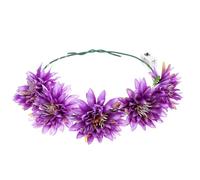 Hohopeti Bandeau Lumineux à Guirlande de Fleurs Hawaïennes LED Bicolore Violet et Blanc Chaud, Accessoire Coiffure de Fête Festival, Serrage-tête Décoratif pour Soirée Carnaval