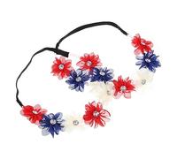 Hohopeti Bandeaux Élastiques Confortables et Flexibles 2pcs Patriotiques à Fleurs et Fête du 4 Juillet Accessoires pour Cheveux pour Événements Spéciaux