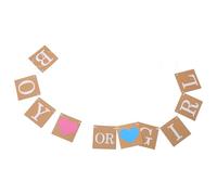 Hohopeti Bannière « Garçon ou Fille » en Papier Kraft Marron pour Révélation Décoration Shower et Fête D’Anniversaire Accessoire Mural Unique pour Fête Prénatale