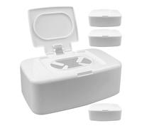 Hohopeti Boîte à Lingettes Portable et Rechargeable en Pp Blanc, Lot de 4 Pièces, Design Simple, pour Rangement Tiroirs ou Usage Extérieur
