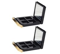 Hohopeti Boîte à Maquillage Vide 2 Pièces Bord Doré Palette de Fards à Paupières 4 Couleurs Contenant Compact Léger pour Trousse de Toilette Rangement Cosmétique Personnalisé Usage