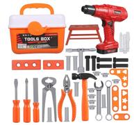 Hohopeti Boîte à Outils avec Perceuse Électrique Réaliste Mallette de Rangement Jeu Éducatif pour Garçons Dès Ans Set Complet pour Bricolage et Réparation Garçon Fille