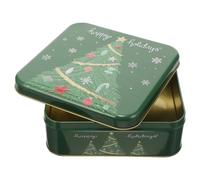 Hohopeti Boîte de Noël en Métal Verte Motif Sapin, Petite Boîte à Biscuits Hermétique pour Bonbons, Chocolats et Pâtisseries, Coffret Présent Créatif pour Fêtes et Emballage Gourmand