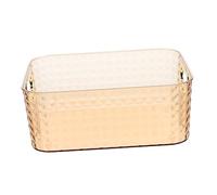 Hohopeti Boîte De Rangement Pour Cosmétiques Et Bureau, Finition Diamond, Plastique Transparent Couleur Ambre Or, Multifonctionnelle Pour Salle De Bain, Organisation D’articles Divers