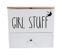 Hohopeti Boîte de Rangement pour Tampons en Bois Blanc avec Couvercle Hermétique, Grand Espace, Profil Fin, Porte-Serviettes Hygiéniques pour Salle de Bain, Organisateur Féminin Pratique et