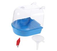 Hohopeti Bol de Bain pour Oiseaux Petit Perroquet avec Ouverture Supérieure et Entonnoir Bac à Bain et pour Nettoyage Accessoire pour Perruches et Petits Oiseaux Bleu