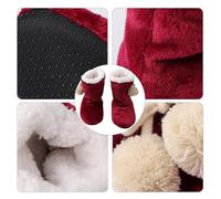Hohopeti Bottes D’Intérieur Chaudes en Coton Épaisses Anti-Dérapantes pour Automne et Hiver Semelle Souple Couleur Rouge Jujube Taille Unique 35-38 Chaussures Parent-Garçon et Filles