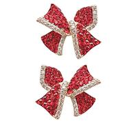 Hohopeti Boucles D'oreilles Nœud Ruban Rouge, Boucles D'oreilles En Métal Doré, Bijoux Femme Fille Pour Cérémonie Et Fête, Design Petit Et Élégant