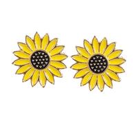 Hohopeti Boucles D'oreilles Tournesol Délicates En Alliage Jaune, Clous D'oreilles Légers Pour Femmes, Bijoux Mode Pour Fêtes Et Mariages, Petits Clous