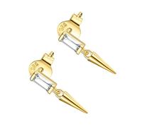 Hohopeti Boucles Oreilles Femme Argent Plaqué Or avec Zircon Carré Clous Oreilles Mode Élégants Bijoux pour Mariage et Fêtes