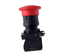 Hohopeti Bouton D'arrêt D'urgence Xb5, Interrupteur Bistable à Tête Champignon Rouge, Accessoire Plastique Galvanisé, Compatible Contrôleur Industriel, Installation Facile, Usage Industriel Sûr