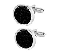 Hohopeti Boutons Manchette Homme Rond Noir Élégants Alliage Accessoires pour Chemise Habillée Design Moderne et Brillant Mariage et Événements Formels