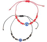 Hohopeti Bracelet Couple Tressé Réglable en Corde Perles Œil Maléfique 2 Pièces Style Unisexe pour Femmes et Hommes Accessoires Mode Quotidiens et Occasions Festives