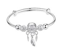 Hohopeti Bracelet Extensible Jonc Fil Métallique Vierge Pendentif Attrape Reve Femme Ajustable Punk