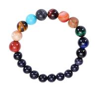 Hohopeti Bracelet Femme Naturel Bleu Huit Planètes Ajustable Style Univers Poignet