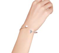 Hohopeti Bracelet Ouvert en Argenté Pur S925 Forme Queue de Sirène Bleue Ornement Main Coquillage et Perles Bijou Femme pour Usage Quotidien et Occasions Spéciales