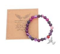 Hohopeti Bracelet Perles Élastique Deuil pour Femme Accessoire Commémoratif Souvenir Perte être Cher Set avec Carte Consolation Adaptée Poignets Moyens Pierre Naturelle Élégante