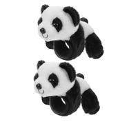Hohopeti Bracelets à Claquer en Peluche Panda 2 Pcs, pour Garçon et Filles Thème Jungle, Bandes à Claquer Décoratives Douces et Faciles à Porter pour Fête D’anniversaire Enfantine