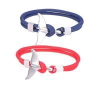Hohopeti Bracelets Queue de Baleine Couple en Paracorde Nautique, Chaîne Corde de Survie Résistante, Hommes et Femmes, Style Marin Casual, Lot 2 Pièces (queue de Baleine 09 10
