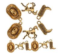 Hohopeti Breloques Western Doré Chapeaux Cowboy et Chevaux pour Fabrication Bijoux Porte-clés Décorations Mariage et Fêtes Western
