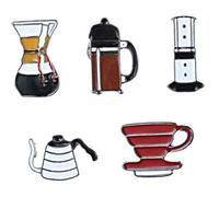 Hohopeti Broche à Café Créative Lot de 5 Épingles Décoratives Alliage Léger pour Vêtements Paquet à Dos Étudiants Accessoire Mode Plusieurs Motifs Collection