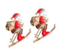 Hohopeti Broche de Noël en Alliage, Lot de 2 Épinglettes Festive Père Noël et Sapin, Décoration Vêtements Femme, Accessoire Bijoux Hiver pour Manteau, Pull, Présent Saisonnier