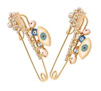 Hohopeti Broche Œil Maléfique Femme Solide Alliage Doré, Épingle de Revers Bleue Turque, Bijou Protecteur Mode Chaîne Pendentif, Accessoire Vestimentaire Élégant pour Tenue Quotidienne