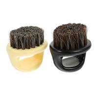 Hohopeti Brosse à Barbe pour Hommes 2 Pièces Poils de Sanglier Noirs et Beige Brosse de Nettoyage de Barbe Coiffage Rasage pour Salon Barbier Usage Personnel