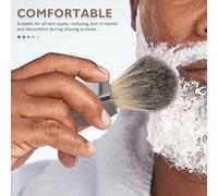 Hohopeti Brosse à Raser en Poils de Blaireau Naturel avec Manche en Bois Ergonomique Brosse de Nettoyage de Barbe pour Hommes Outil d'entretien du Visage Mousse Dense pour Rasage