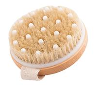 Hohopeti Brosse de Bain Bois Fine Exfoliante et Massage Corps Brosse Ronde sans Manche pour Nettoyage et Détente Quotidienne