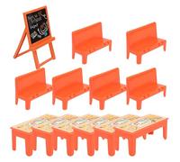 Hohopeti Bureau et Chaise Jaune Miniature, Tableau Noir en Bois, Meubles Miniatures pour Salle de coration Scène Éducative, Accessoire Garçon et Filles