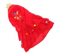 Hohopeti Cape de Noël pour Animaux de Compagnie L en Tissu Pelucheux Vert avec Chapeau Étoilé Déguisement Festif pour Petit Chien et Chat Tenue de Fête Chaude et Confortable pour Séances