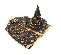 Hohopeti Cape de Sorcier Noire pour Garçon et Filles Chapeau Cinq Étoiles Tissu Souple Costume d'Halloween et Cosplay Déguisement Carnaval 5-10 Ans Tenue de Scène Garçon et Filles