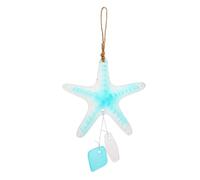 Hohopeti Carillon Éolien en Verre Style Océan Pendentif Suspendu Étoile de Mer Bleu Décoration Intérieure et Extérieure Ornement Musical Apaisant Accessoire Décoratif pour Jardin et