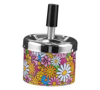 Hohopeti Cendrier Rond Extérieur En Métal Couvercle Rotatif Automatique Anti-fumée, Petit Cendrier Maison Multifonction, Plateau De Bureau Et Souvenir De Voyage