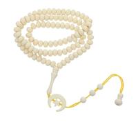 Hohopeti Chapelet Musulman Tasbih 99 Perles 10 Mm en Plastique Jaune Pendentif Lune, Chapelet de Prière Islamique Traditionnel, Accessoire Religieux Portable pour Prières et Contemplation