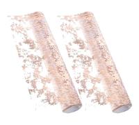 Hohopeti Chemin de Table en Filet de Tulle Pailleté 29 CM X 5 M 2 Pièces Décorations de Table Mariage et Anniversaire Couleur Argenté et Rose Doré Décoration Salon et Fêtes