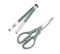 Hohopeti Ciseaux Coupe-poulet Et Pinces à Barbecue 2 Pièces En Acier Inoxydable Vert, Ergonomiques Et Robustes, Ensemble Ustensiles La Cuisine Pour Grillades Et Découpe Viande Maison