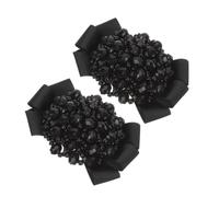 Hohopeti Clips à Chaussures Nœud en Soie et Cristal Noir, Ornements Décoratifs pour Talons Hauts, Chaussures Plates et Bottes, Accessoires Féminins Élégants et Raffinés pour Soirée et Mariage