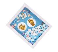 Hohopeti Coffret Souvenir Bébé Garçon Taille Moyenne Bleu Cadre Photo Empreintes Mains et Pieds Pâte à Modeler Non Présent Naissance Personnalisé pour Immortaliser Premiers
