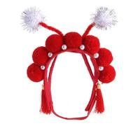 Hohopeti Coiffe pour Animaux de Compagnie Style Opéra de Pékin Chinois Pompon Tissu Léger et Confortable Taille Ajustée pour Chats et Petits Chiens Accessoire Cosplay Fête et