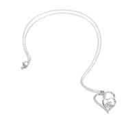 Hohopeti Collier Breloque Empreinte de Patte de Chien Cœur en Acier Inoxydable Argent, Bijou Simple et Élégant pour Femmes, Chats et Chiens, Cadeau pour Épouse et Amies