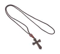 Hohopeti Collier Croix en Bois Ébène Sculpté, Pendentif Religieux Chrétien Artisanal, Collier de Prière Chrétienne Unisexe, Symbole de Foi pour Cérémonie et Usage Quotidien