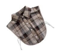 Hohopeti Collier Détachable Faux Col Coton à Carreaux Jaune pour Femme Insert de Chemisier Amovible Col Effilé Respirant et Confortable Accessoire Pratique pour Pulls et Robes