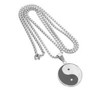 Hohopeti Collier Homme Acier Inoxydable Tai Chi Minimaliste avec Pendentif Rond Feng Shui Protection et Équilibre Spirituel
