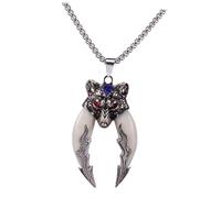Hohopeti Collier Homme Pendentif Dent de Loup Alliage Léger et Résistant Style Hip-hop Cadeau Anniversaire ou Fête des Pères Accessoire Mode Polyvalent
