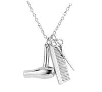 Hohopeti Collier Pendentif Coiffeur Ciseaux Peigne Alliage Chaîne Clavicule Élégante pour Styliste Accessoire Mode Unisexe Cadeau Jeune Coiffeur